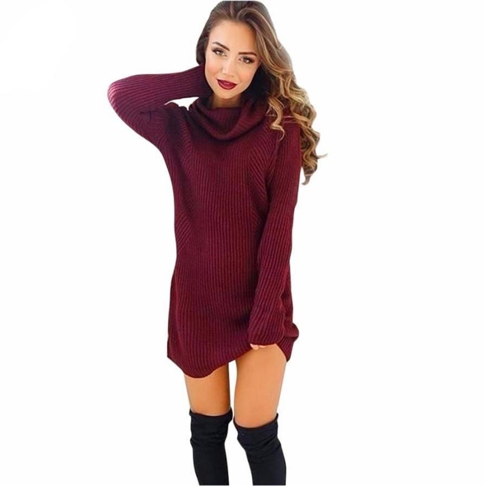 New Wine Chunky Sweater Dress - Picture 2 of 7